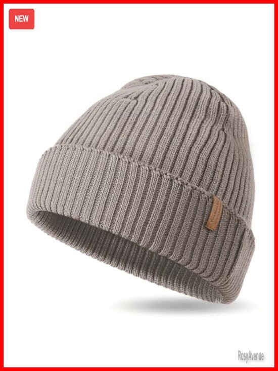 100% Merino Wool Rib Knit Beanie Unisex Cuffed Winter Hat main image 4